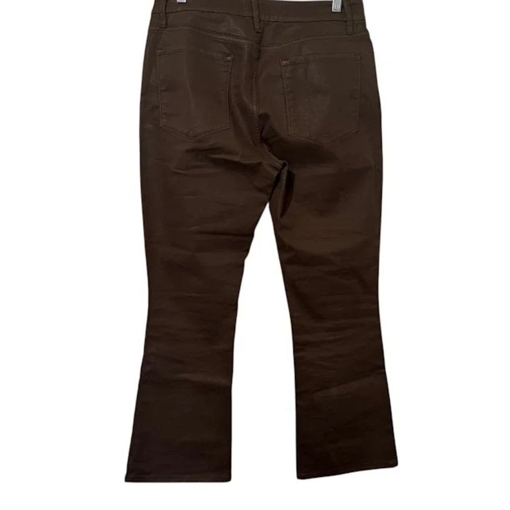 Frame‎ Le Crop Mini Boot Cut Waxed Coated Brown Cropped Jeans Womens 30